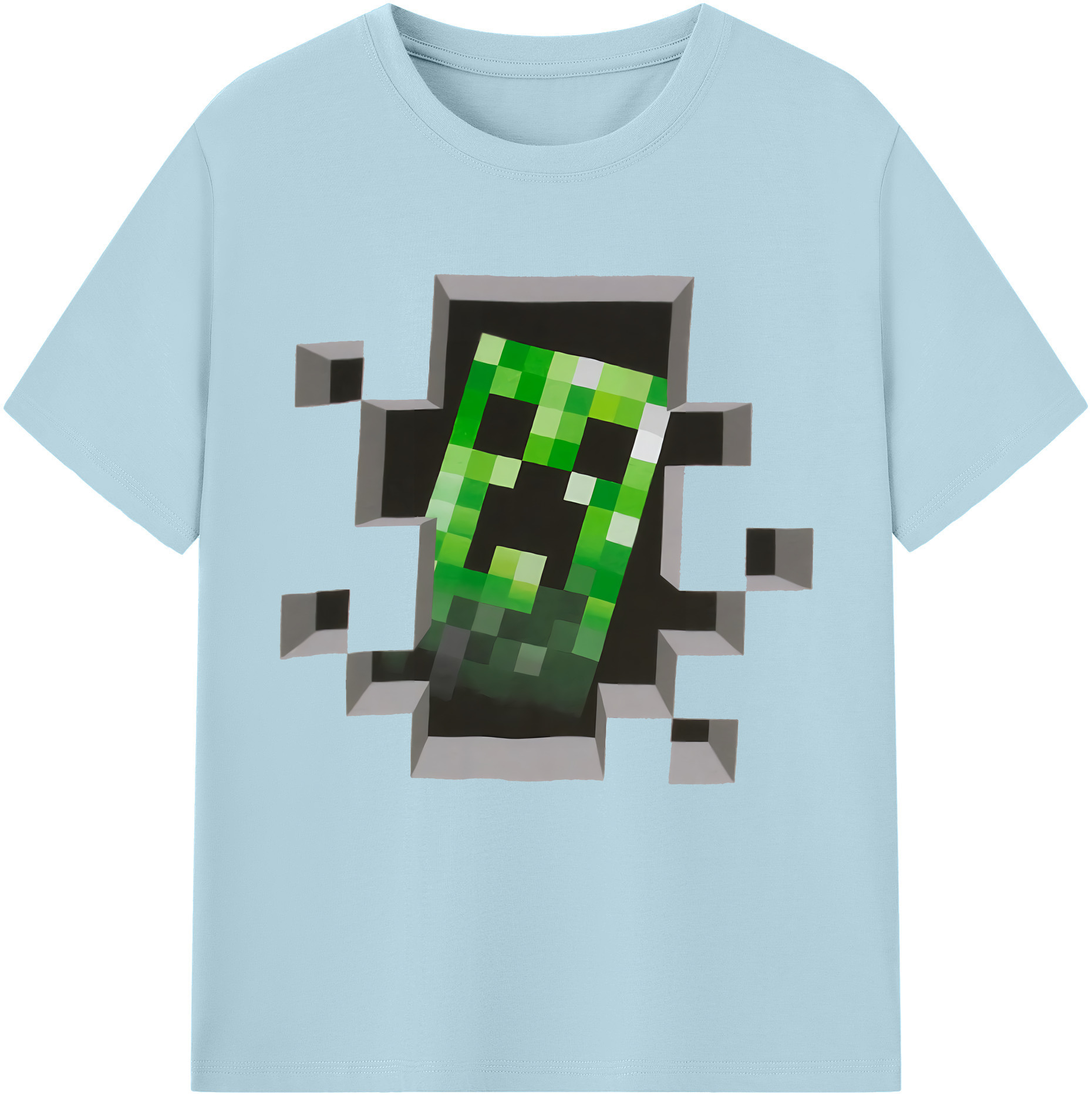 （画像用） マインクラフト ブロックの世界 Minecraft MC Block world 綿100％半袖Tシャツ（フロントプリント）